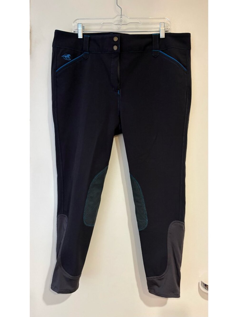 Piper Breeches by SmartPak, Dark Grey/Sapphire Blue, Size 40R